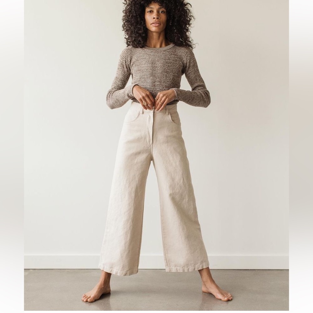 First Rite wide leg linen/cotton pant size large